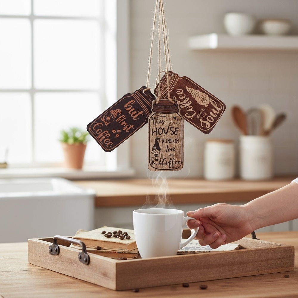 Rustic Coffee Bar Hanging Decor Set